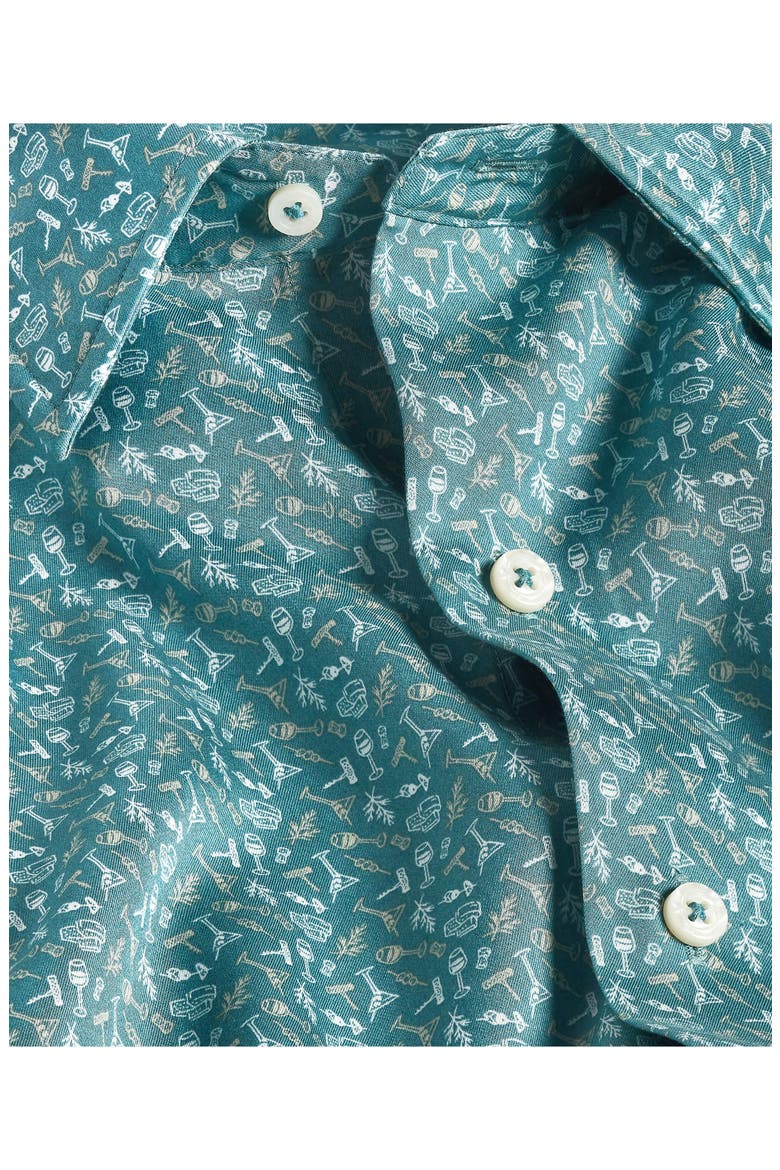 Cocktail Print Lyocell Short Sleeve Shirt, Alternate, color, PETROL