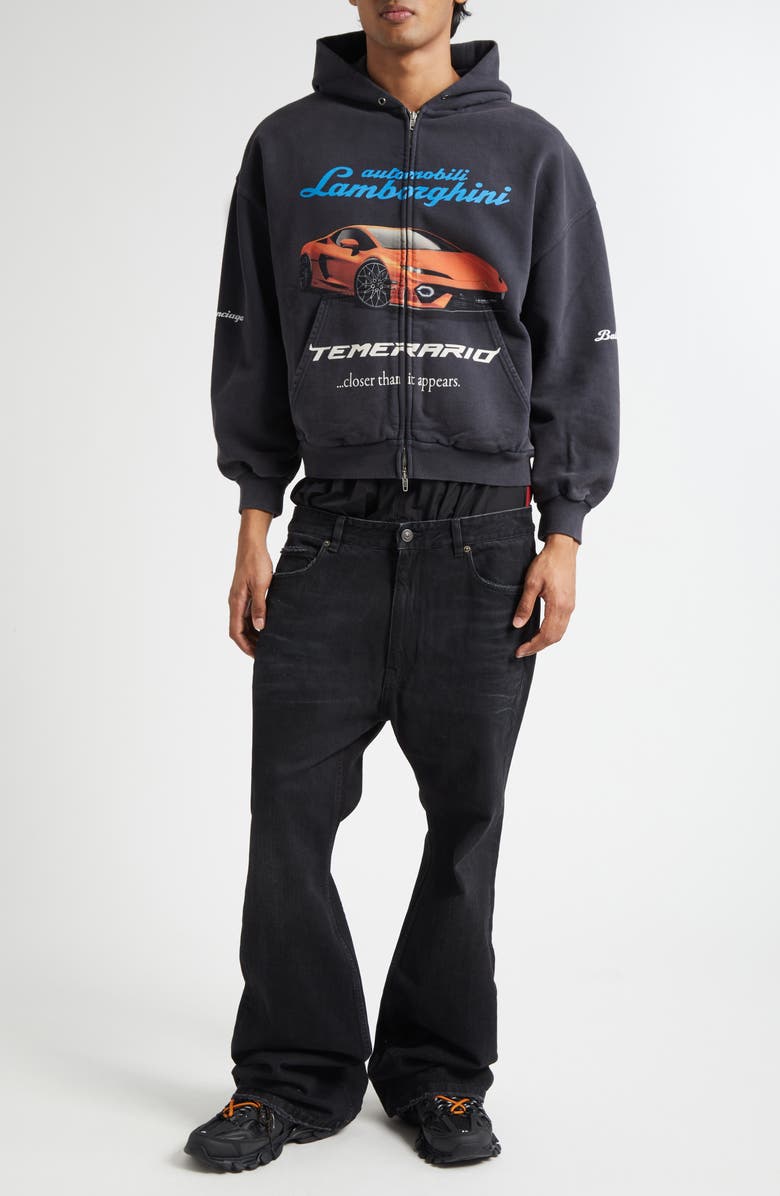 Balenciaga Layered Flare Leg Jeans, Alternate, color, 6412 Midnight