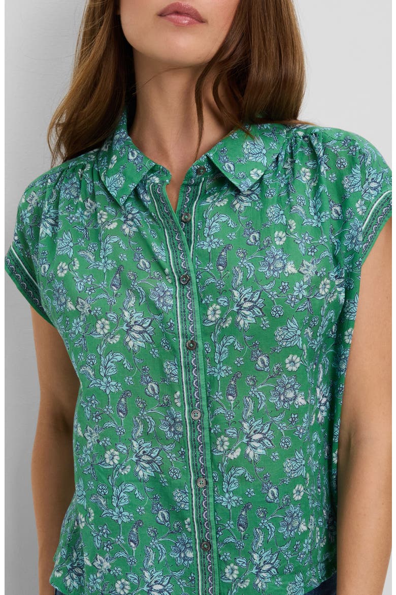 Liliane Print Button-Up Shirt, Alternate, color, ARUBA BORDER PRINT