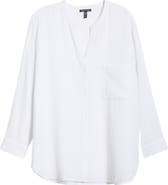 Eileen Fisher Mandarin Collar Button-Up Top