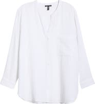 Eileen Fisher Mandarin Collar Button-Up Top