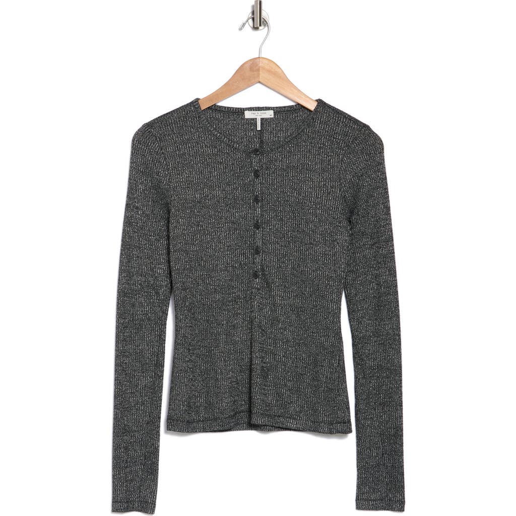Rag & Bone The Rib Henley In Heather Black