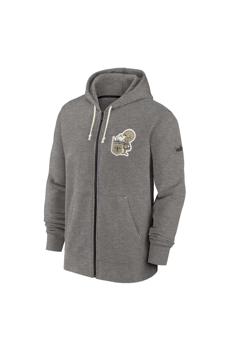 Nike Men's Nike Heather Charcoal New Orleans Saints Historic Lifestyle Full-Zip Hoodie, Alternate, color, Heather Charcoal