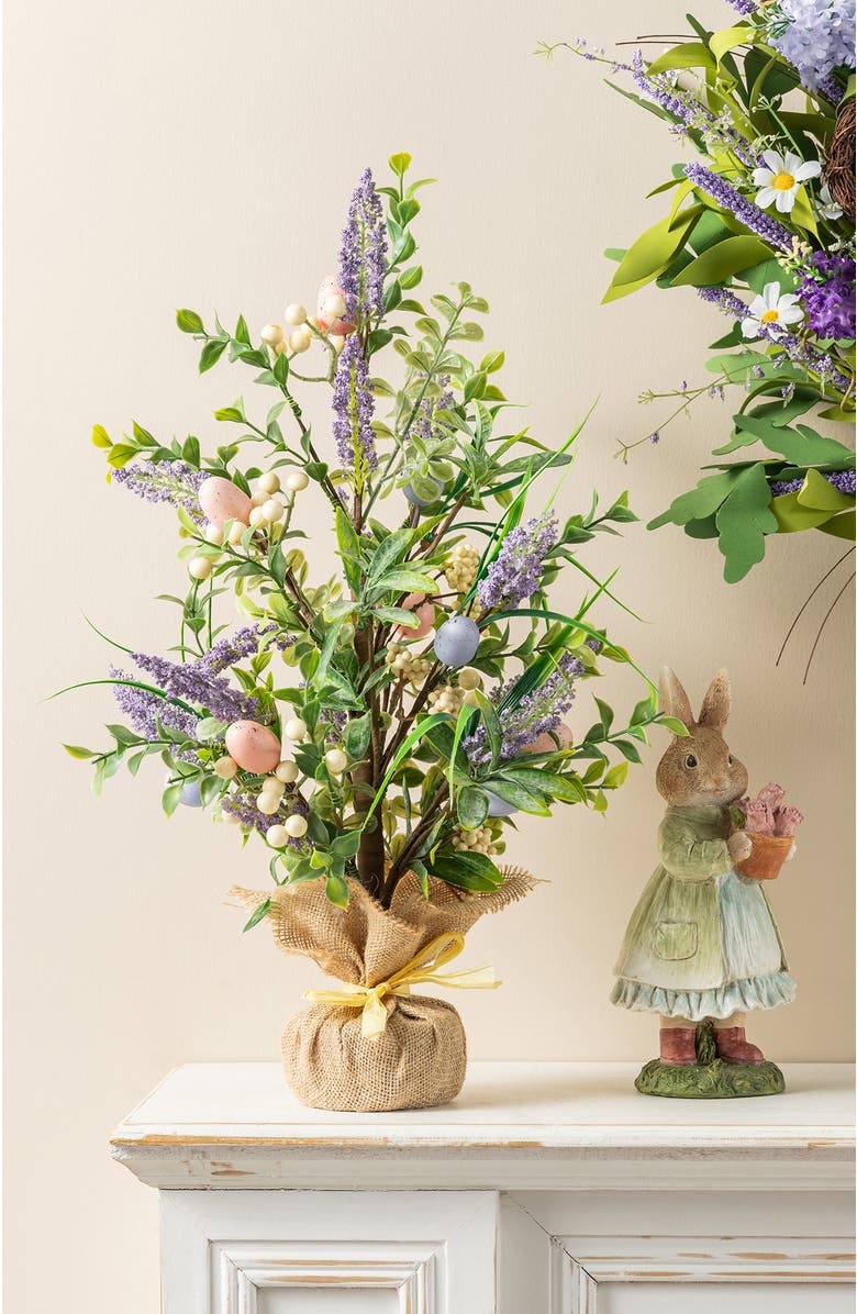 Glitzhome 21"H Easter Egg & Lavender Table Tree Decor, Alternate, color, Green