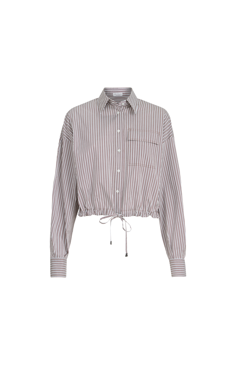 Brunello Cucinelli Striped poplin shirt, Alternate, color, Bordeaux
