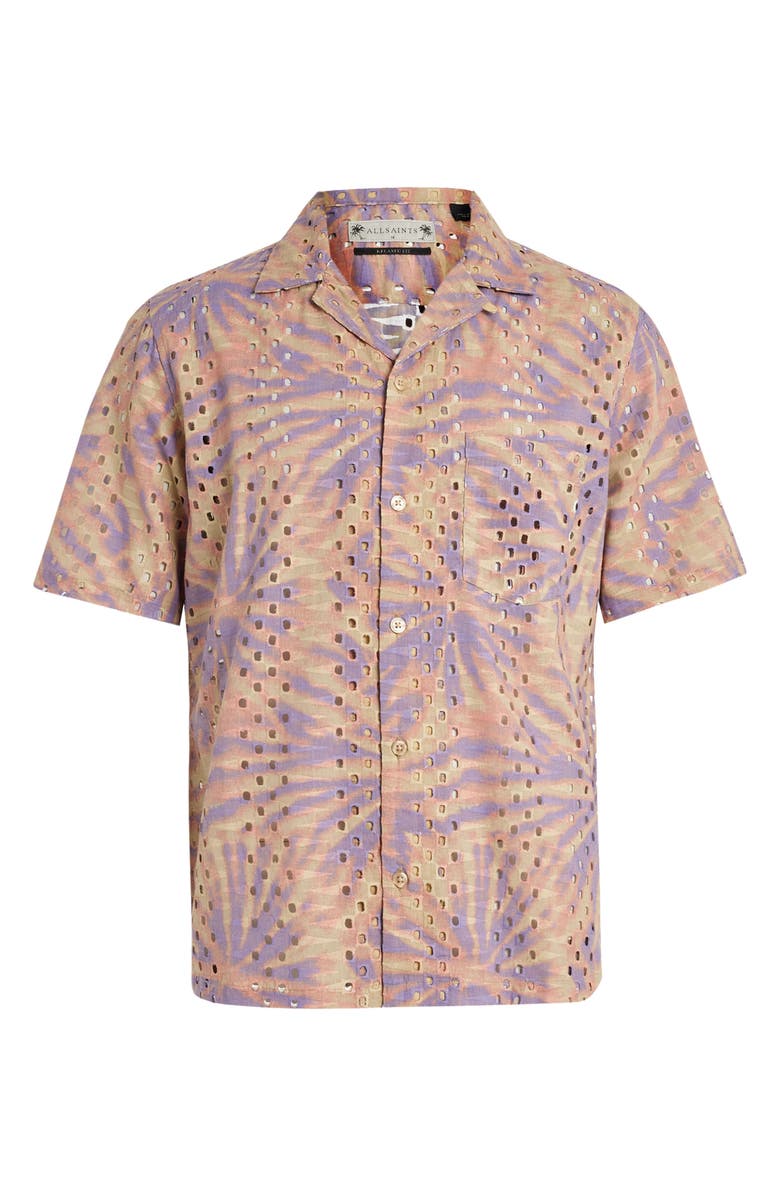 AllSaints Yucca Embroidered Camp Shirt, Alternate, color, 