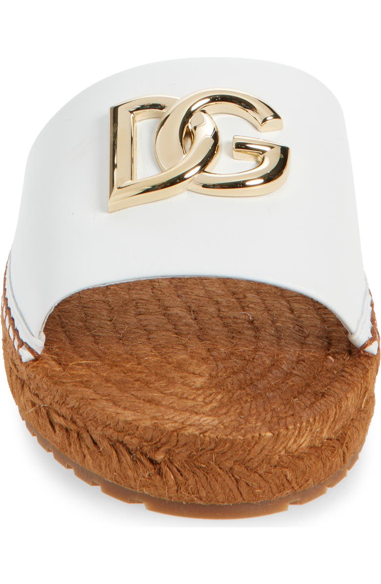 Dolce&Gabbana DG Logo Espadrille Flat Sandal, Alternate, color, Optical White