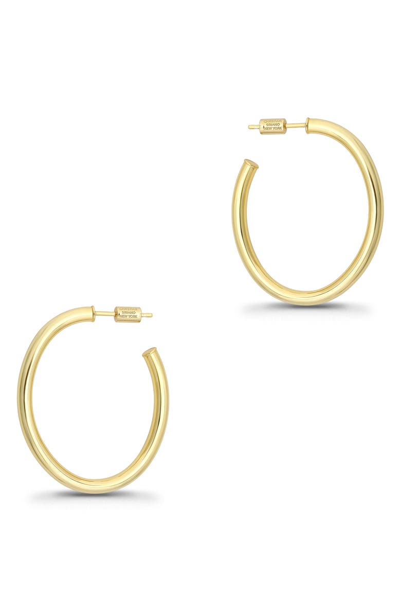 Christian Siriano New York 35mm Oval Hoop Earrings, Alternate, color, Gold