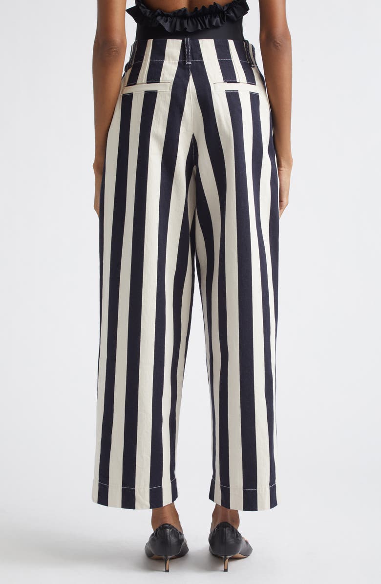 Jacquemus Le de-Nîmes Parasol Crop Straight Leg Jeans, Alternate, color, Navy/ White Big Stripe