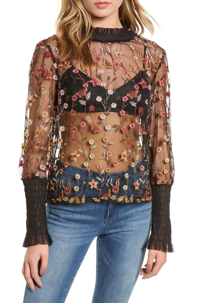 Endless Rose Embroidered Mesh Top, Main, color,