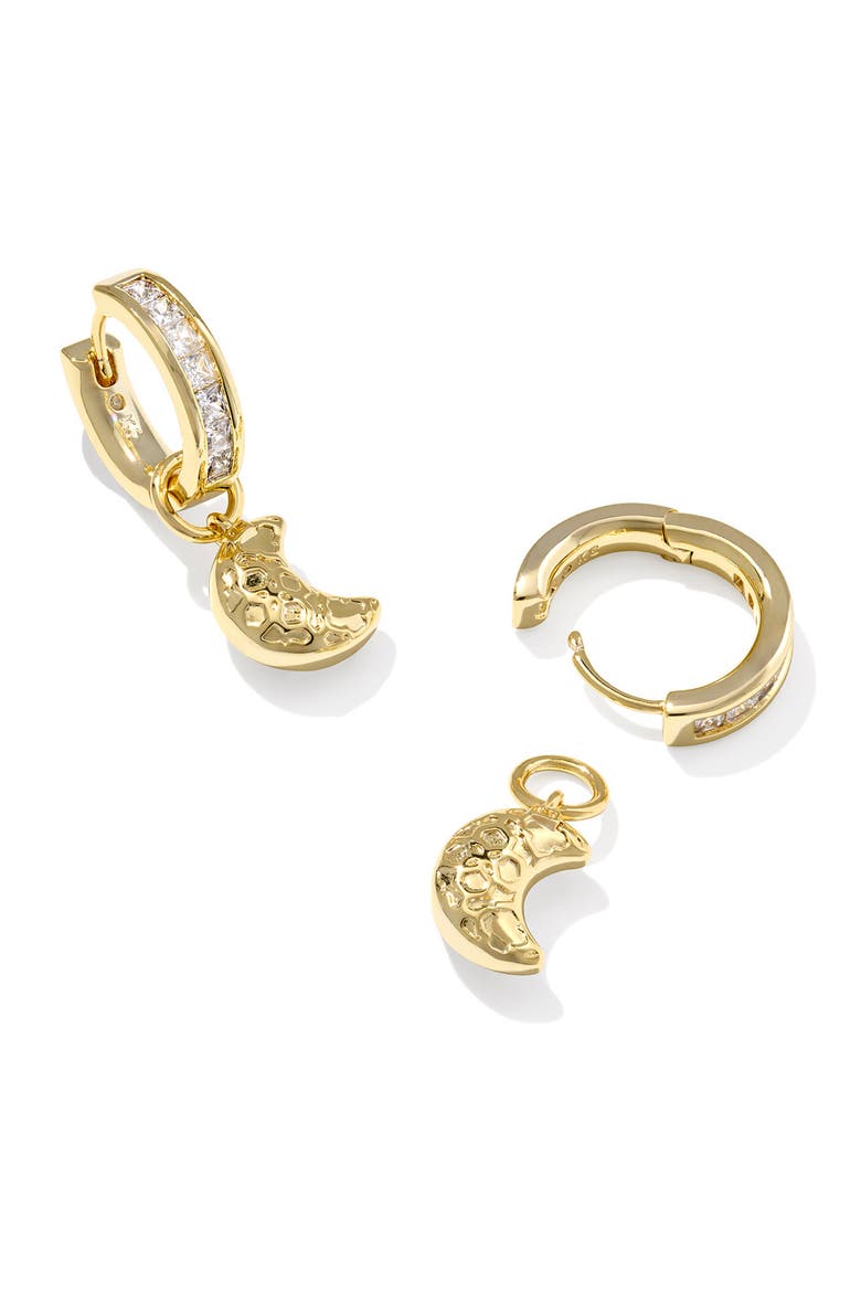 Moon Huggie Earrings, Alternate, color, GOLD WHITE MIX