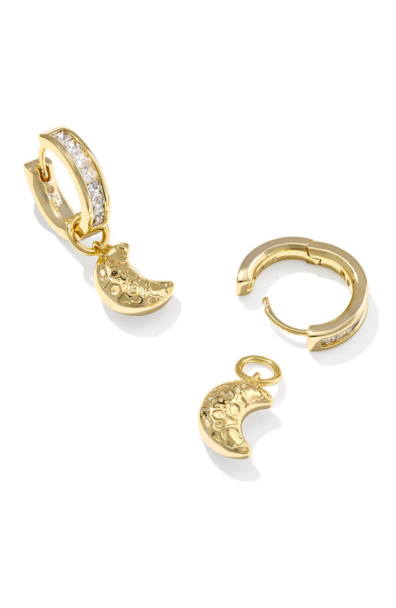 Kendra Scott Moon Huggie Earrings, Alternate, color, Gold White Mix