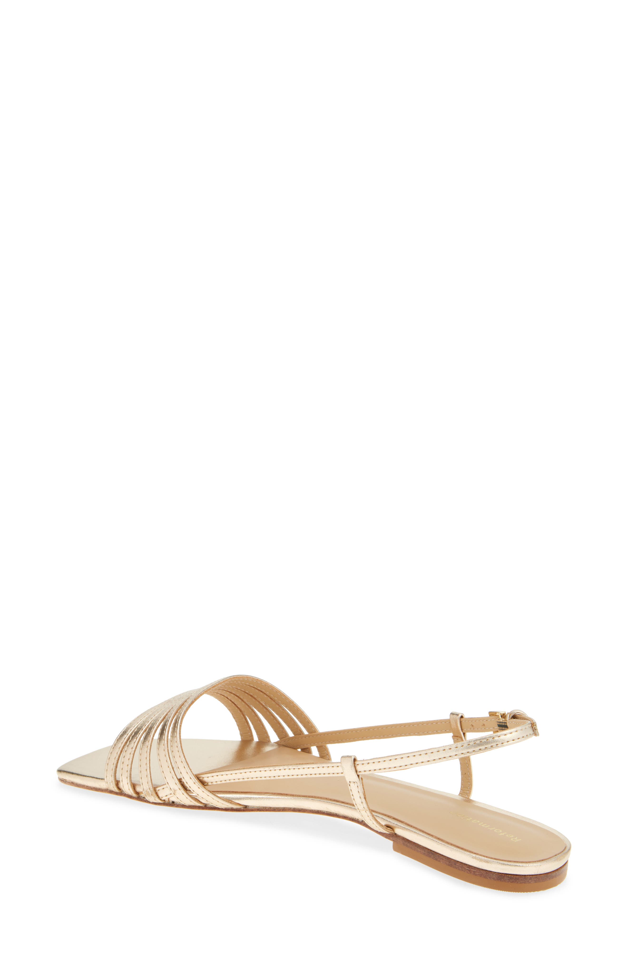 Reformation Millie Lattice Flat Sandal, Alternate, color, Gold