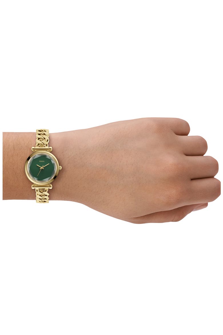 Carlie Mini Bracelet Watch, 28mm, Alternate, color, GOLD GREEN