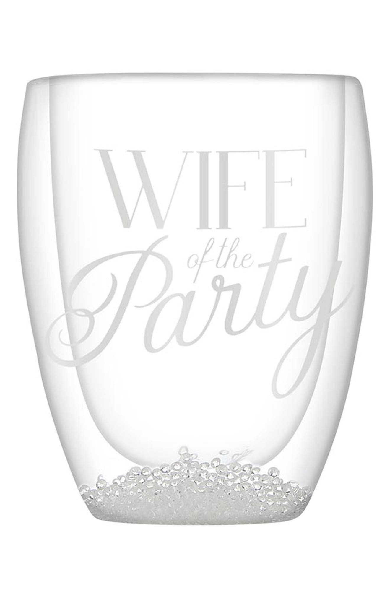CREATIVE BRANDS Wife of the Party Double Wall Stemless Glass