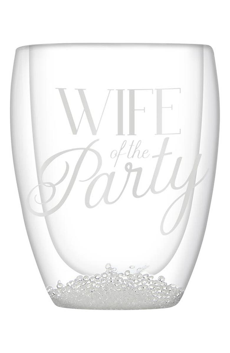 CREATIVE BRANDS Wife of the Party Double Wall Stemless Glass, Main, color, Clear
