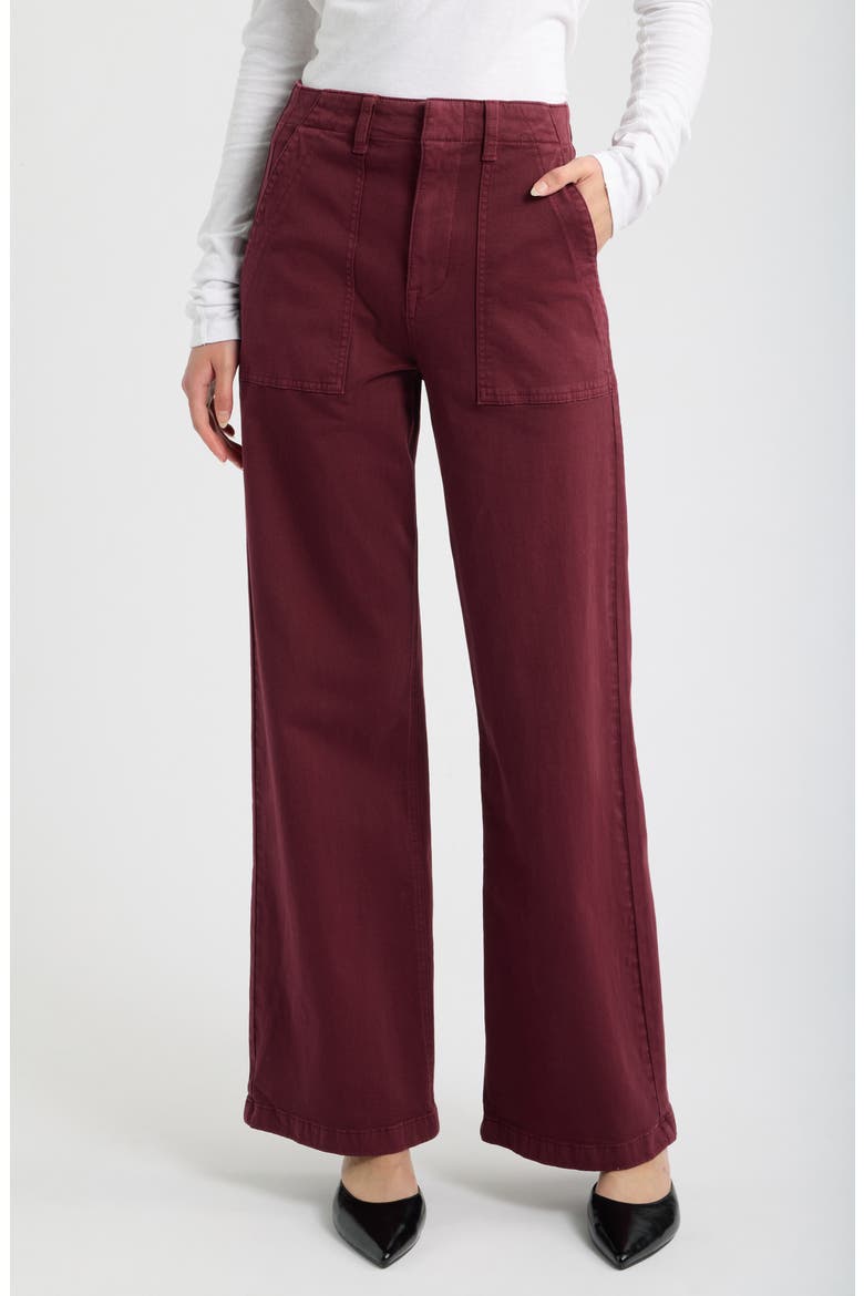 Nicole Stretch Cotton Wide Leg Pants, Main, color, CABERNET