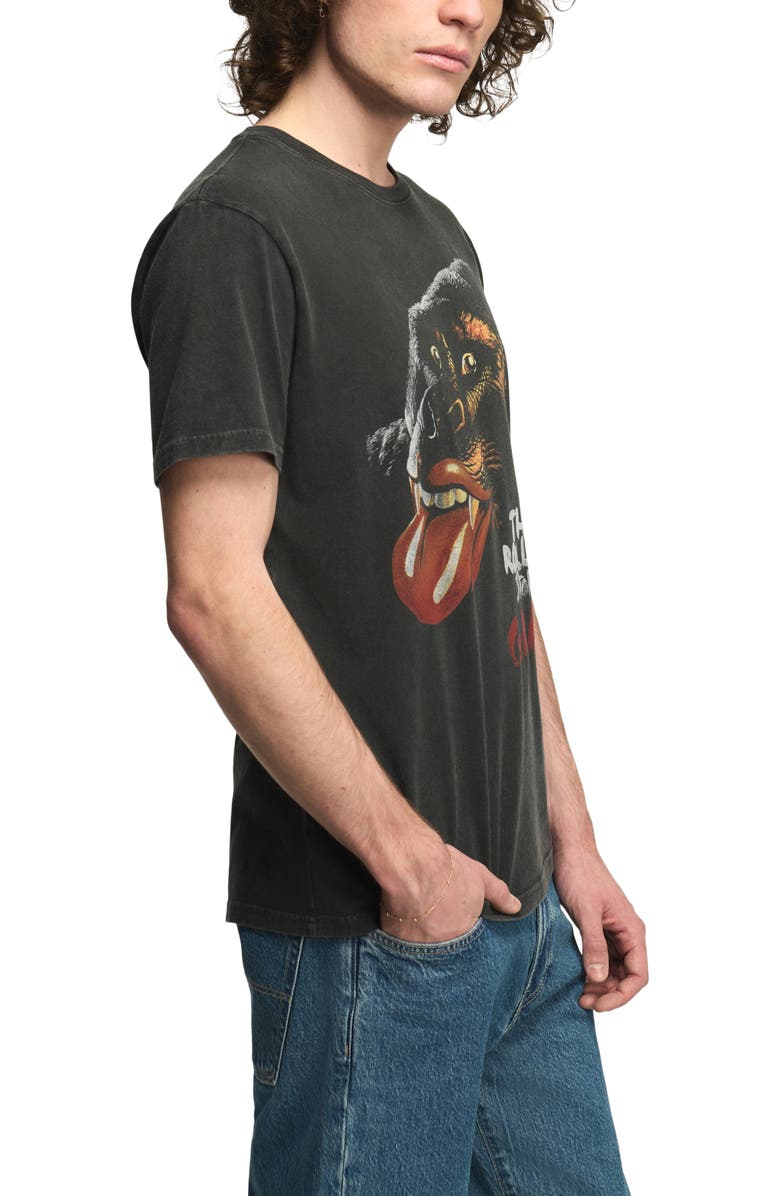 Lucky Brand Rolling Stones Grrr Cotton Graphic T-Shirt, Alternate, color, Jet Black