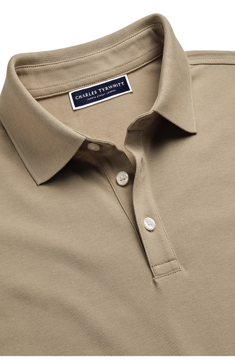 Charles Tyrwhitt Solid Short Sleeve Cotton Tyrwhitt Pique Polo, Alternate, color, Taupe