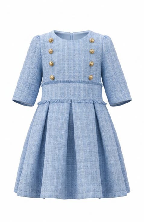 Bluebell Pearl Button Tweed Party Dress (Toddler, Little Kid & Big Kid)