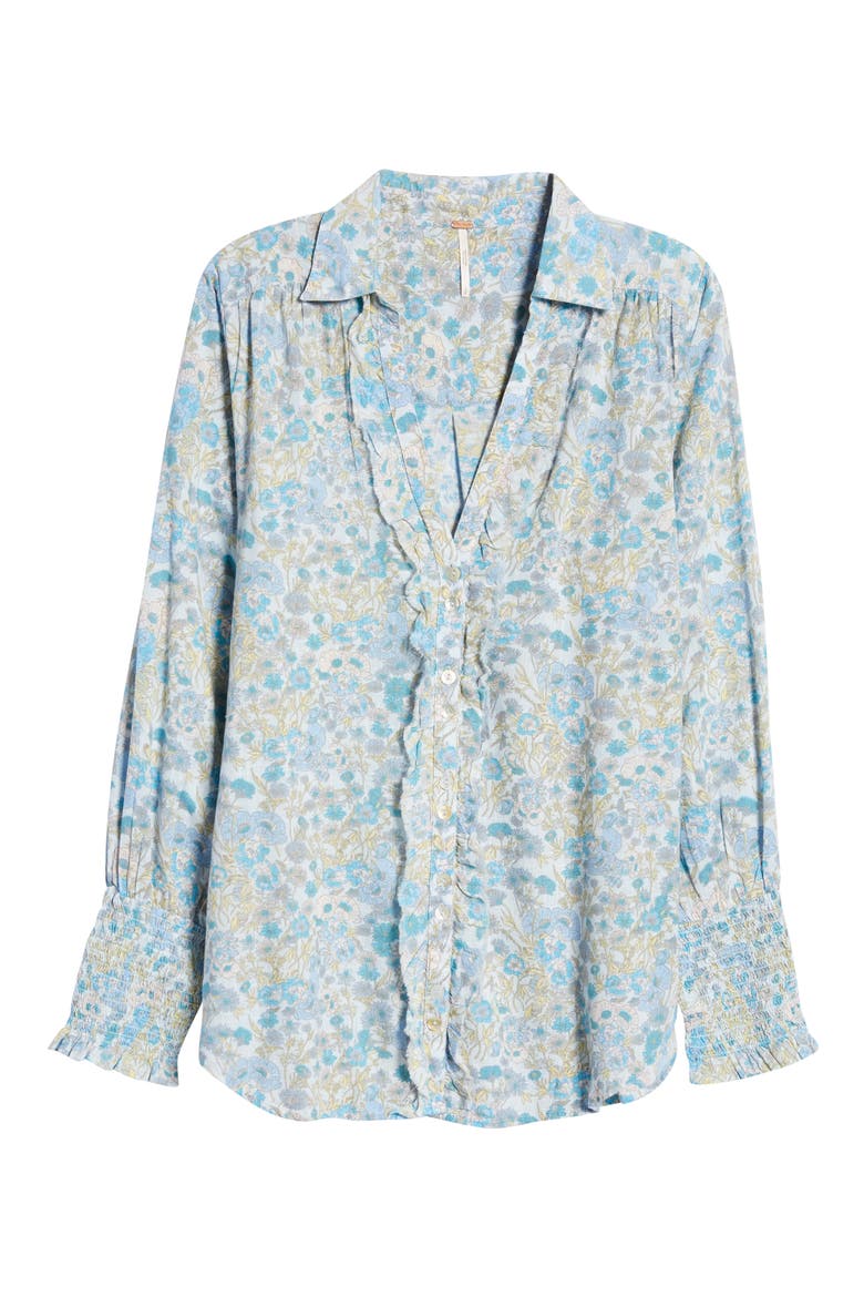 Wild Gardenia Ruffle Cotton Blouse, Alternate, color, GARDEN COMBO