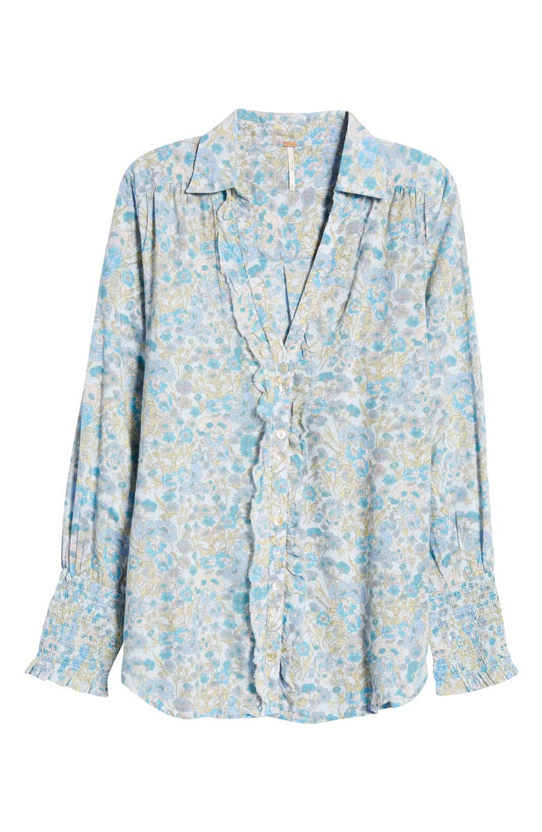 Free People Wild Gardenia Ruffle Cotton Blouse, Alternate, color, 
