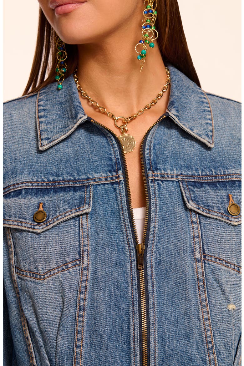 Jannah Crop Nonstretch Denim Jacket, Alternate, color, DISTRESSED VINTAGE WASH