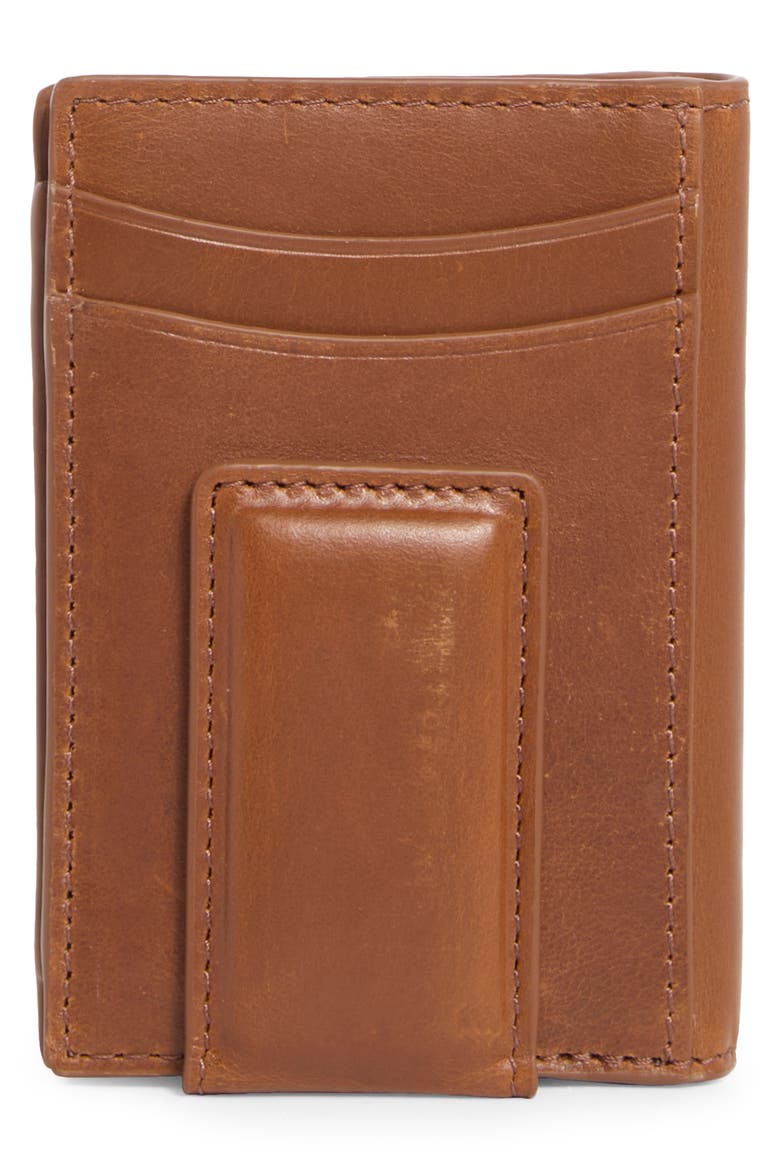 Hunter Glazed Leather Money Clip Wallet, Alternate, color, TAN