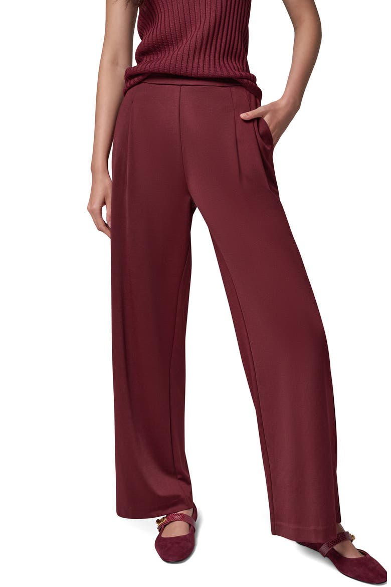 Pleated Straight Leg Pull-On Pants, Main, color, BLK CHERRY