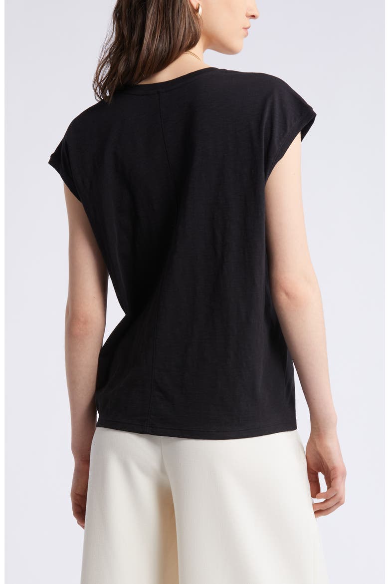 Sleeveless V-Neck Cotton T-Shirt, Alternate, color, BLACK