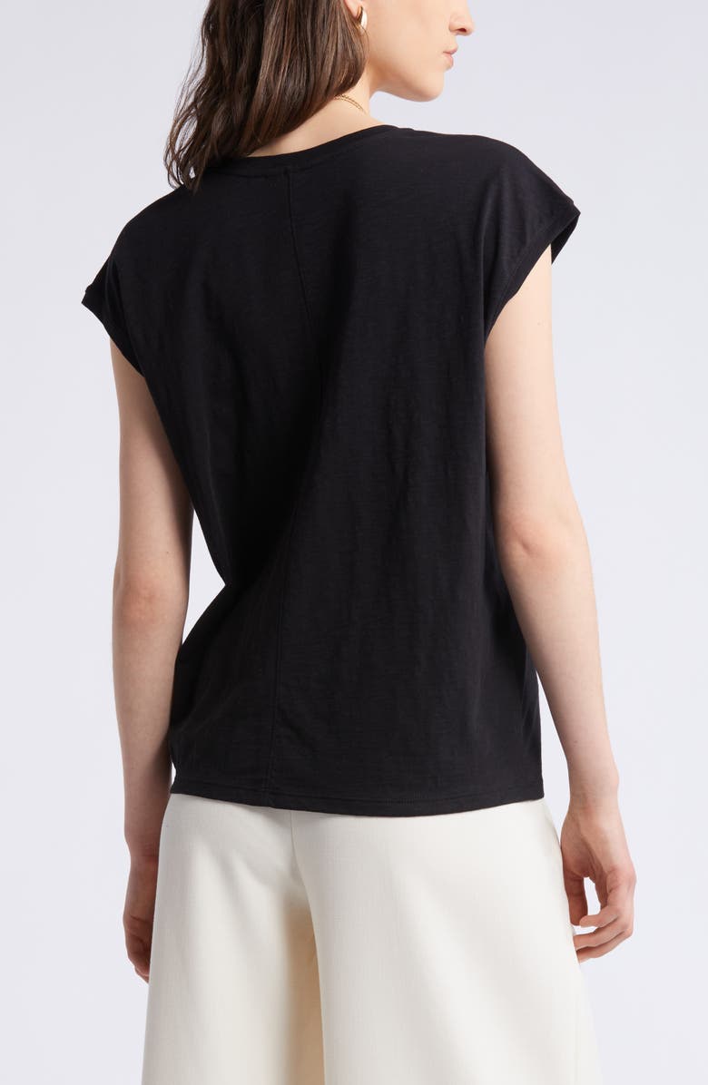 Nordstrom Sleeveless V-Neck Cotton T-Shirt, Alternate, color, Black