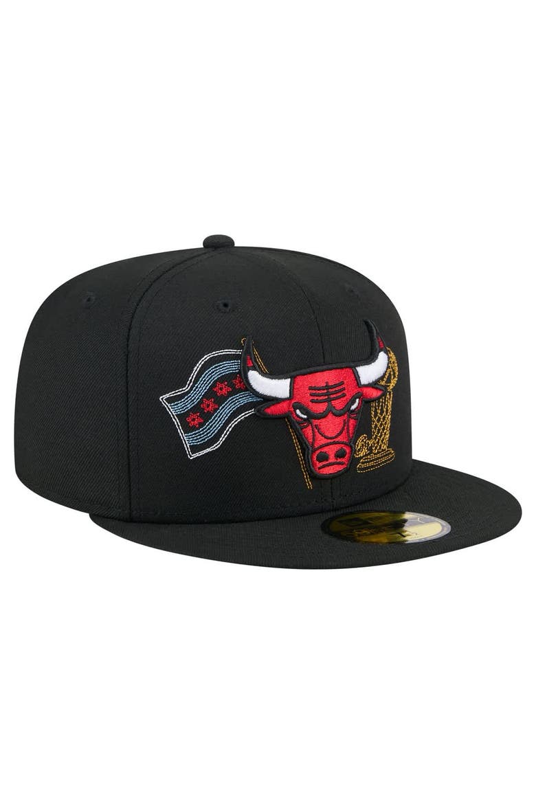 Men's New Era Black Chicago Bulls State Stitch 59FIFTY Fitted Hat, Alternate, color, Black