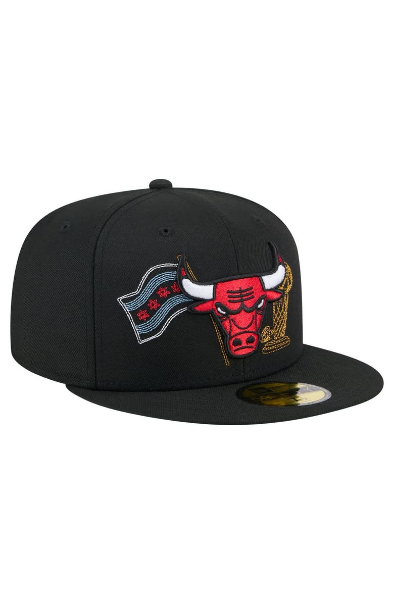 New Era Men's New Era Black Chicago Bulls State Stitch 59FIFTY Fitted Hat, Alternate, color, Black