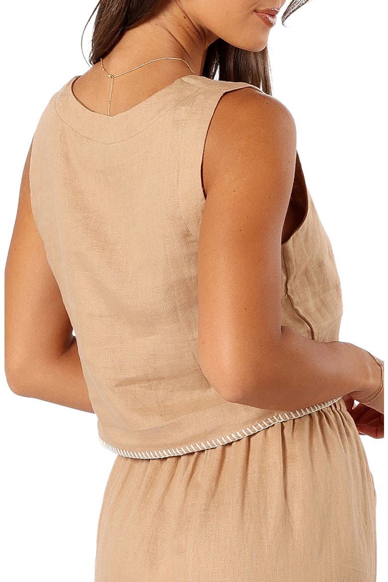 Odette Square Neck Sleeveless Linen Top, Alternate, color, CAMEL