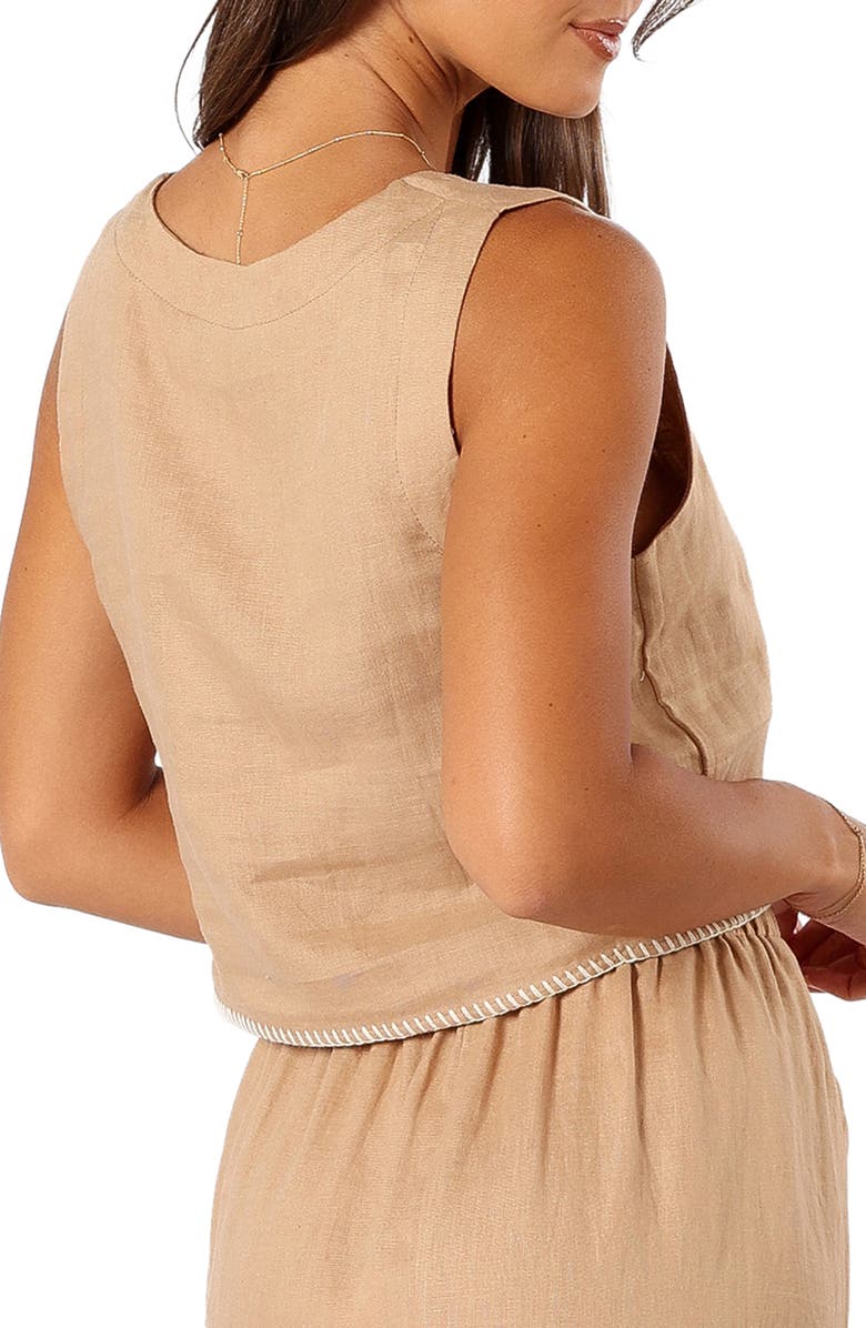 Petal & Pup Odette Square Neck Sleeveless Linen Top, Alternate, color, Camel
