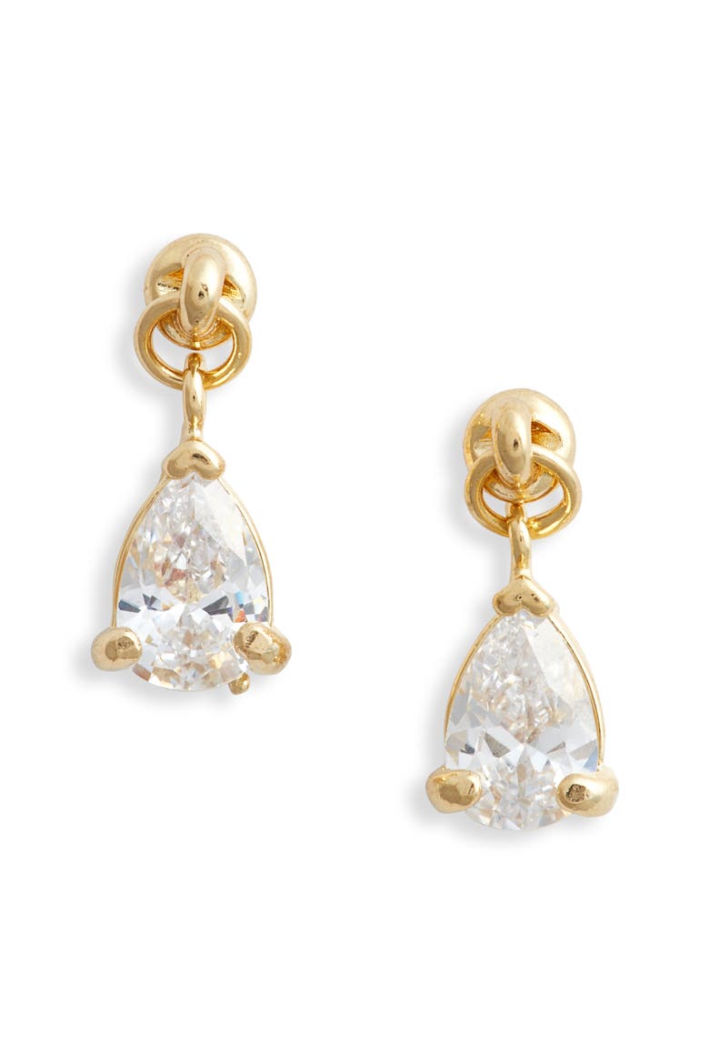 Teardrop Cubic Zirconia Stud Earrings, Main, color, GOLD