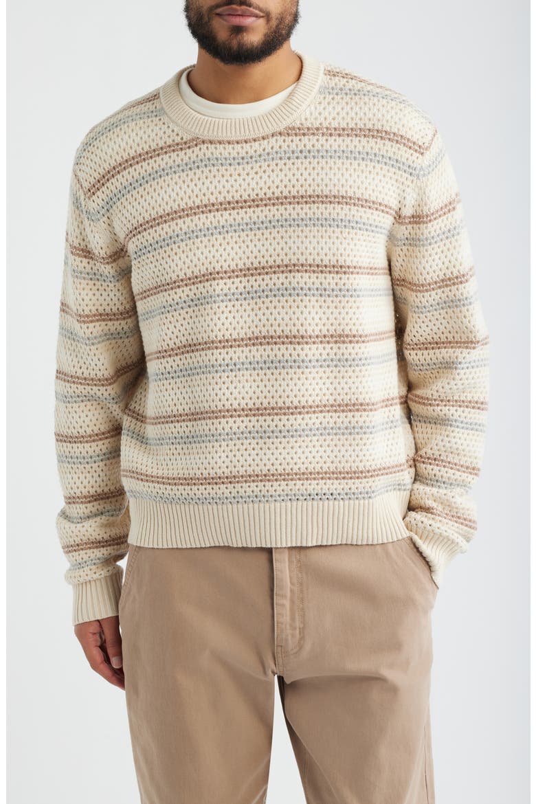 Stripe Pima Cotton & Linen Sweater, Main, color, NATURAL