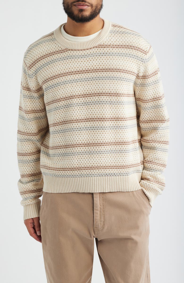 Corridor Stripe Pima Cotton & Linen Sweater, Main, color, Natural