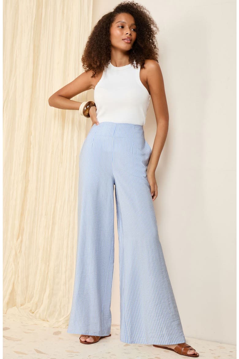 Stripe Wide Leg Pants, Alternate, color, BLUE