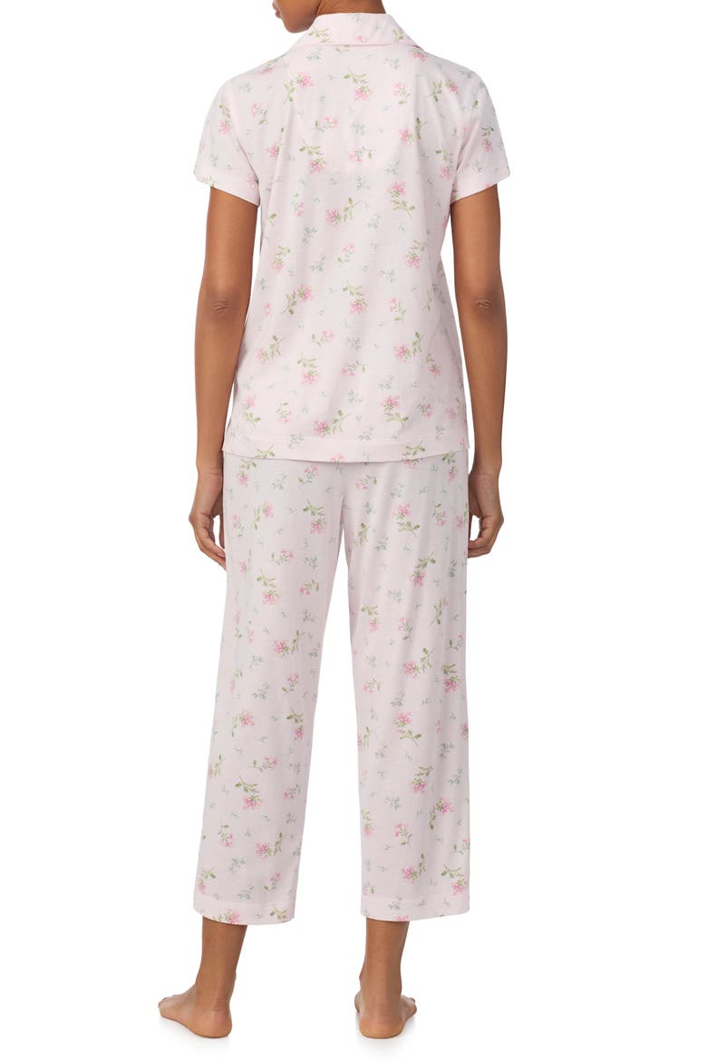 Short Sleeve Cotton Blend Crop Pajamas, Alternate, color, DITSY BOUQUET