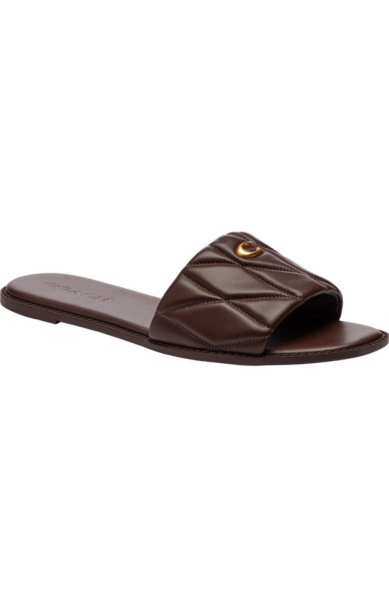 COACH Quilted Flat Slide Sandal, Main, color, Maple