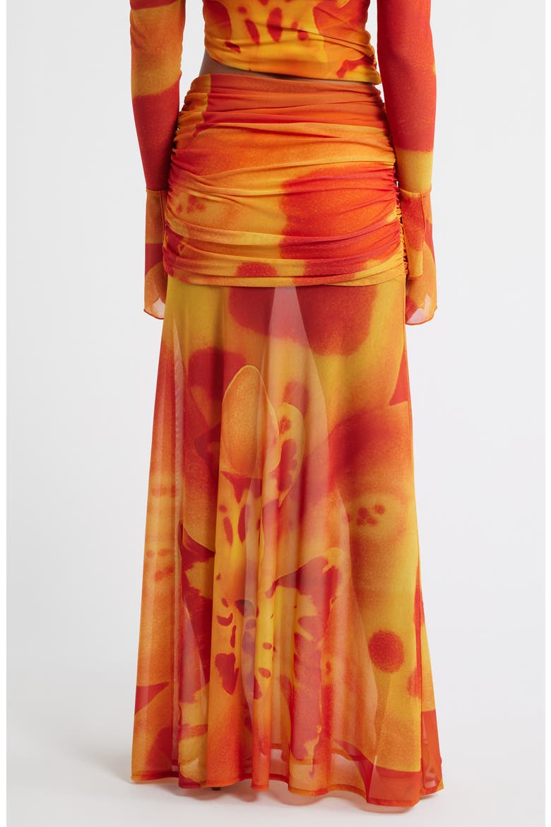 Susurro Print Semi Sheer Maxi Skirt, Alternate, color, PEACH