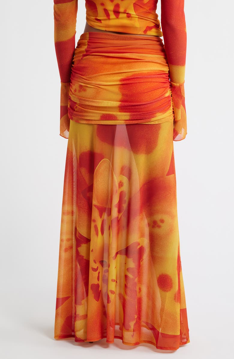 Feners Susurro Print Semi Sheer Maxi Skirt, Alternate, color, Peach