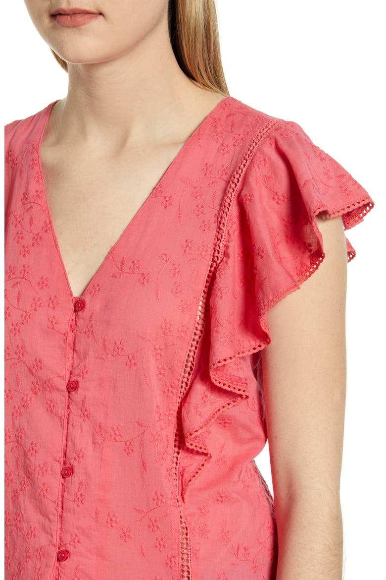 Embroidered Ruffle Top, Alternate, color, RED CHATEAUX
