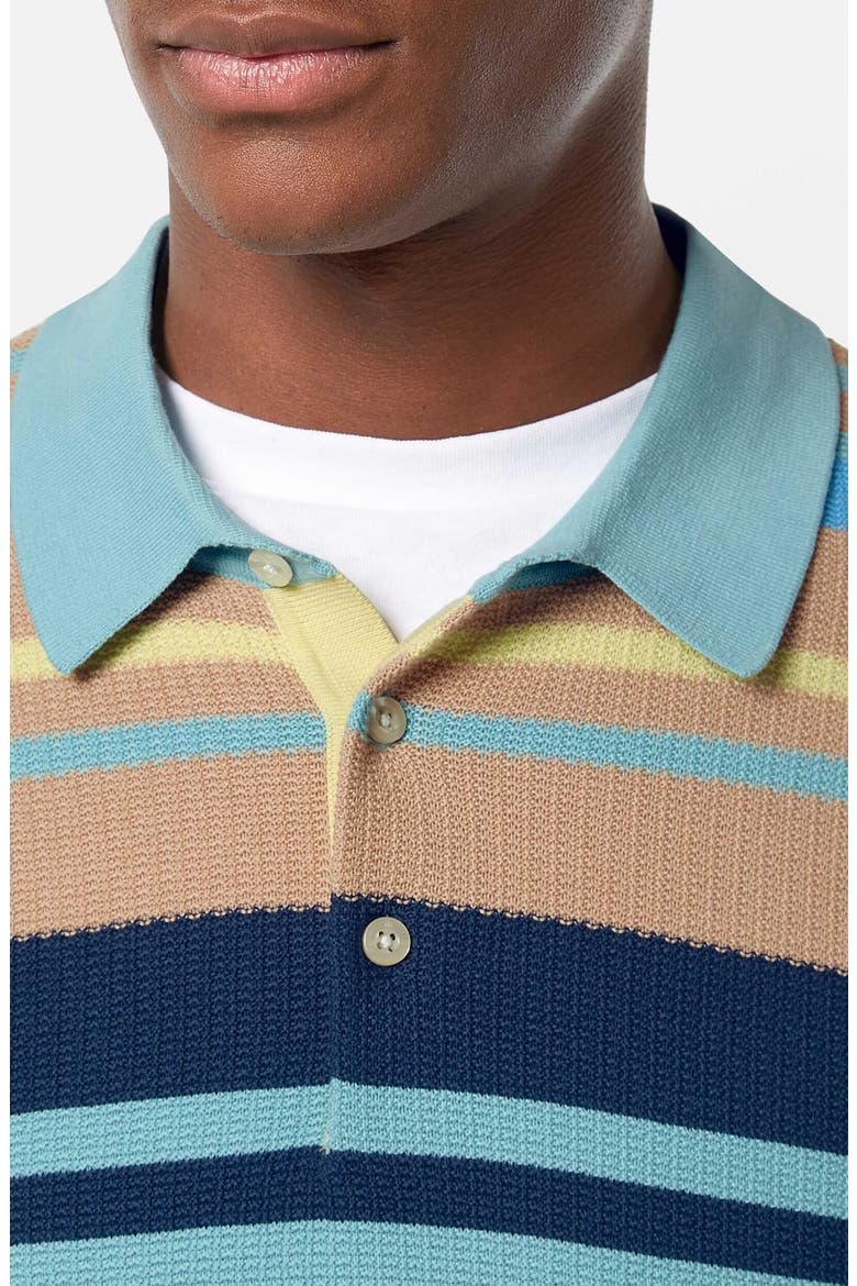 Stripe Textured Cotton Knit Polo, Alternate, color, SOFT CAMEL MULTI STR