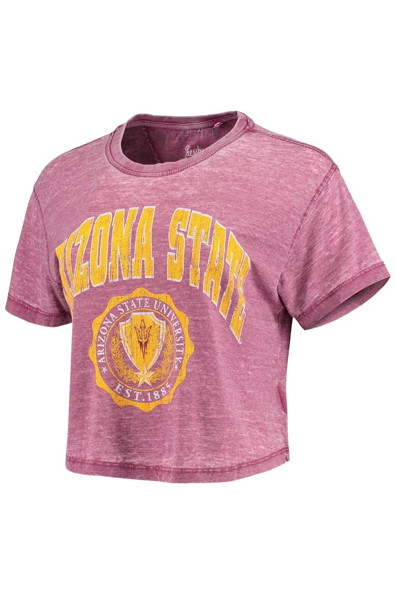 Women's Pressbox Maroon Arizona State Sun Devils Edith Vintage Burnout Crop T-Shirt, Alternate, color, Maroon