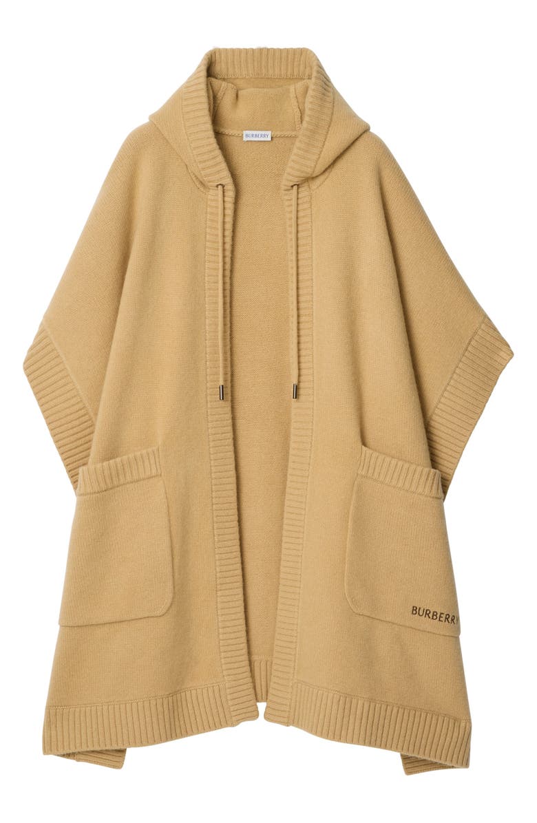 Burberry St. Rosie Knit Wool & Cashmere Cape, Alternate, color, Sand