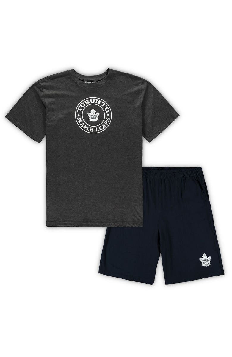 CONCEPTS SPORT Men's Concepts Sport Navy/Heathered Charcoal Toronto Maple Leafs Big & Tall T-Shirt & Shorts Sleep Set, Alternate, color, Navy