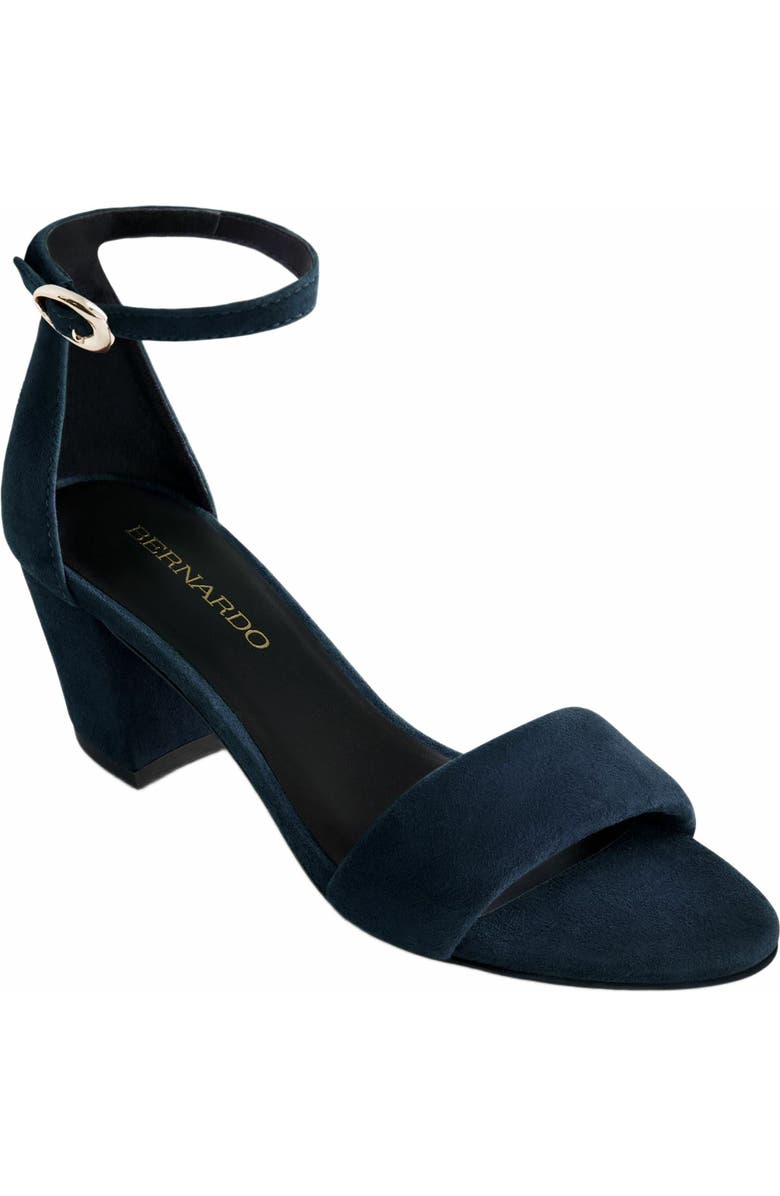 Bernardo Footwear Bowie Ankle Strap Heeled Sandal, Alternate, color, Dark Navy
