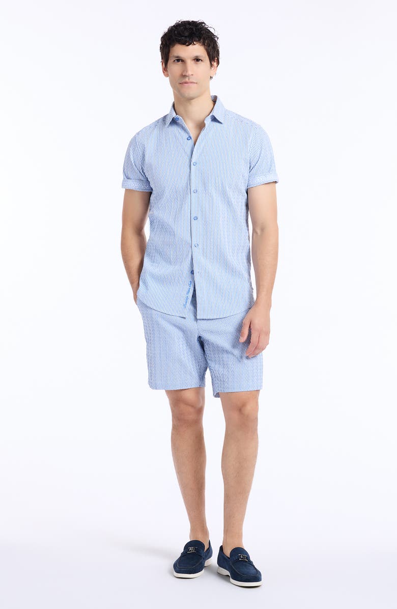 Robert Graham Fornillo Stripe Woven Shorts, Alternate, color, Navy